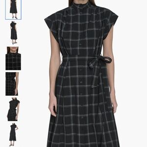 Calvin Klein Windowpane Plaid Cap Sleeve Midi Shirtdress, size 10